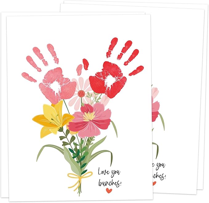 Love You Bunches Handprint Keepsake Card Making Kit, 10 Funny Personalized Mothers Day Cards Bulk for Mom from Daughter or Son, Mothers Day Birthday Family Gifts for New Parents, Gifts for Grandma
