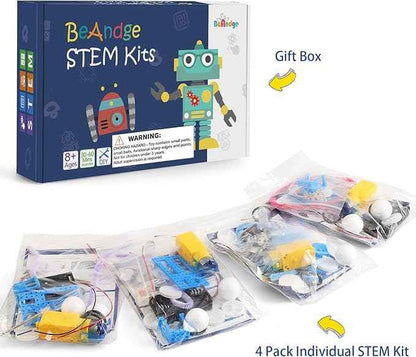 4 Set Bulk Robot Kits for Kids 8-12, STEM Crafts Robotics Science Projects STEM Toys for Boys Girls, Electronics Building Craft Kit Classroom Activities 1st 2nd 3rd Grade 8 9 10 11 12 Year Old