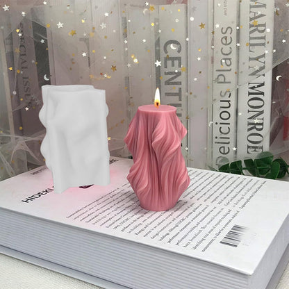 Carved Wavy Candle Mold Geometric Irregular Silicone Candle Soap Mold Fondant Chocolate Candy Cake Mould Plaster Clay Mold for Abstract Art Home Decor Tool