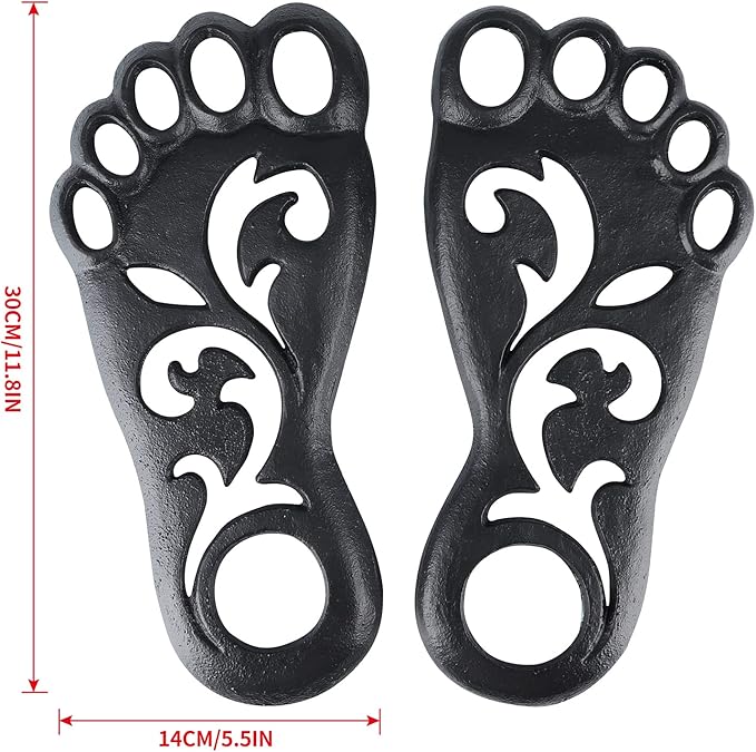 MDLUU Pair of Footprint Stepping Stone, Cast Iron Flagstone, Decorative Feet Stepping Stone for Garden Walkway, Flower Bed