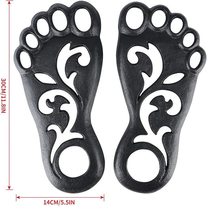 MDLUU Pair of Footprint Stepping Stone, Cast Iron Flagstone, Decorative Feet Stepping Stone for Garden Walkway, Flower Bed