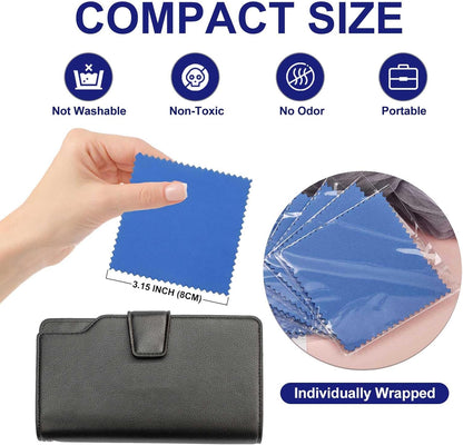 SEVENWELL 50pcs Jewelry Cleaning Cloth Dark Blue Polishing Cloth for Sterling Silver Gold Platinum Small Silver Polish8x8cm