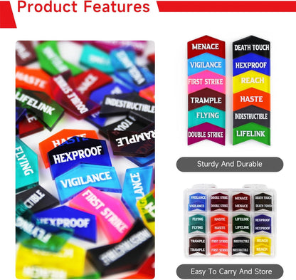 SIXPOINTS 60 Pieces MTG Keyword Counters -Set of Color Coded MTG Tokens & Box Set Compatible with Magic The Gathering, TCG, Card Games Accessories (MTG Keyword Counters)