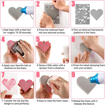 BAOFALI 15 Pcs Large Stamping Foam Grey Moldable Heart Foam Stamps Plastic Dry Foam Stamp Pad Cut and Dry Foam Stamping Foam Block for Sculpture, Modeling, DIY Arts and Handicrafts Projects - Crafty Corner