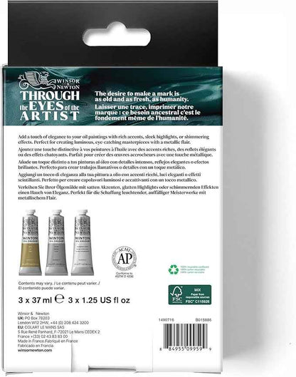 Winsor & Newton Winton Oil Color Paint Set, Metallics, 3 x 37ml Tubes
