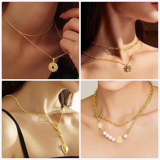 Ecofor Jewelry Making Ultimate Bundle - 111.7 Feet Gold Chains (17 Rolls) with 500+ Findings, 50 Pendants & Tools for DIY Necklace & Bracelet Making
