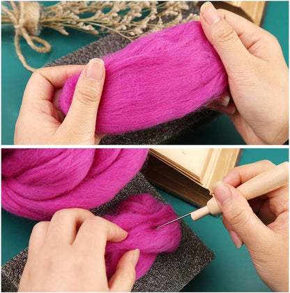 3.53oz Wool Roving Yarn, Wool Felting Supplies, Pure Wool, Chunky Yarn, Spinning Wool Roving for Needle Felting Wet Felting DIY Hand Spinning (Light Purple)
