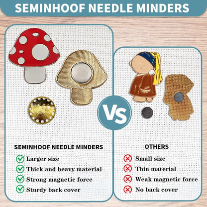Magnetic Needle Minder Magnet Embroidery Accessories and Supplies Embroidery Needle Holder Cross Stitch Holder Needlework Supplies (Cardinal) (Mushroom)