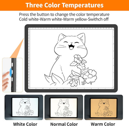 Elice Magnetic A4 Light Board with Bag for Diamond Painting, Tracing LED Light Box with Side Buttons, Super Bright Diamond Art Light Pad, Light Table for Drawing, Sketching, Weeding Vinyl - Black