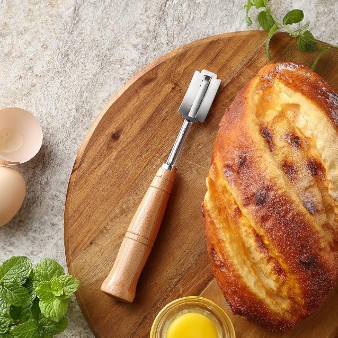 "SAINT GERMAIN Premium Hand Crafted Bread Lame for Dough Scoring Knife, Lame Bread Tool for Sourdough Bread Slashing with 10 Blades Included with Replacement with Authentic Leather Protector Cover"