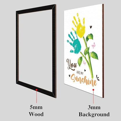 Personalized Handprint Wooden Sign You Are My Sunshine Frame with Paint, Handprint Kit, Custom Art Craft Family Keepsake, Mothers Day, Gifts for Baby Shower, New Parents, Grandparents, Nursery Decor