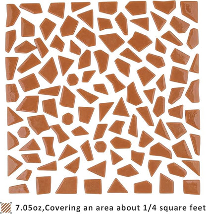 Youway Style Brown Glass Mosaic Tiles for Crafts Bulk,200g Broken Glass Pieces for Mosaic Art Crafts,Garden Mosaic Supplies