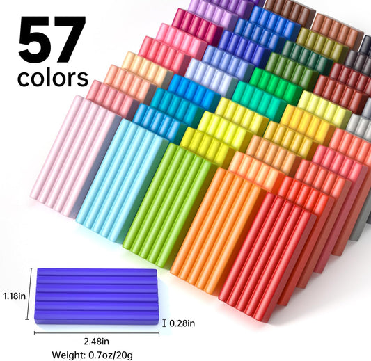 Shuttle Art Polymer Clay Kit, 57 Colors, Soft Oven Clay Kit, 19 Carving Tools and 10 Kinds of Accessories, Non-Stick, Non-Toxic, Ideal Gift for Kids