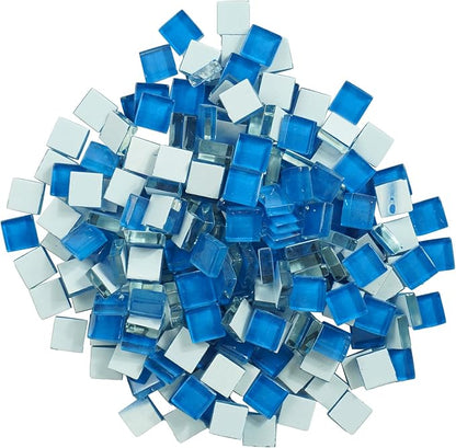 Square Sea Glass Mosaic Tiles Bulk for Adults Crafts Supplies,200g Iridescent Stained Glass Pieces for DIY Mosaic Art Handmade Jewelry Picture Frames Coasters Decoration