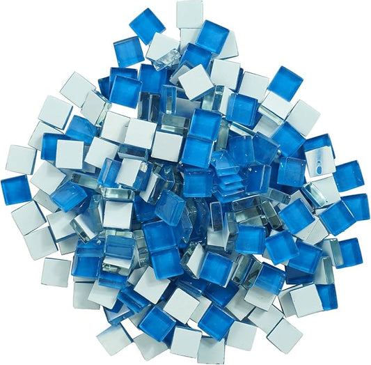 Square Sea Glass Mosaic Tiles Bulk for Adults Crafts Supplies,200g Iridescent Stained Glass Pieces for DIY Mosaic Art Handmade Jewelry Picture Frames Coasters Decoration