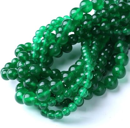 90PCS 4MM Green Jade Chalcedony Beads Round Loose Stone Beads for Jewelry Making DIY Energy Stone Healing Power Bracelet 15"