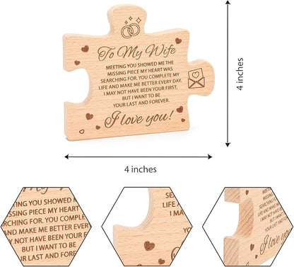to My Wife Mothers Day Romantic Gifts for Wife from Husband - Wife Presents for Mothers Day Birthday Valentines Day Wedding Anniversary Family Christmas Decoration, Natural Wood Decor