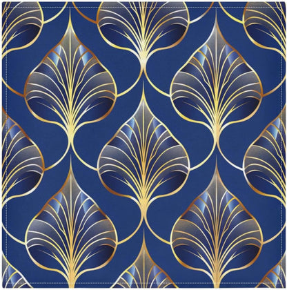 ALAZA Art Deco Floral Royal Blue & Gold Cloth Napkins Set of 4, 20x20 Inch Washable and Reusable Napkin for Decoupage Dinner Party Everyday Use