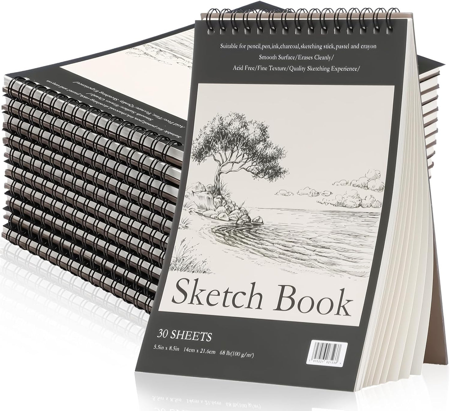 Jexine 60 Pcs 5.5'' x 8.5'' Top Spiral Bound Sketch Book 30 Sheet Each(68lb/100gsm), Sketching Drawing Pad Bulk Artist Sketch Pad Kids Drawing Paper Art Sketchbook for Painting (Tree)