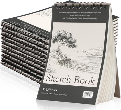 Jexine 60 Pcs 5.5'' x 8.5'' Top Spiral Bound Sketch Book 30 Sheet Each(68lb/100gsm), Sketching Drawing Pad Bulk Artist Sketch Pad Kids Drawing Paper Art Sketchbook for Painting (Tree)