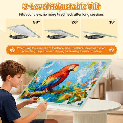 2000 Pieces Rotating Plastic Puzzle Board 3-in-1 Double-Sided/Tilting/Rotating, Portable Table 45.91"x32.48" Spinning Jigsaw Puzzle Table with Cover Lazy Susan Gift for Seniors Adults and Kids