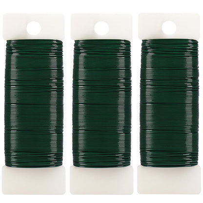 Tenn Well Green Floral Wire, 3 Pack Christmas Wreath Wire, 295 Feet 22 Gauge Florist Ties for Flower Arrangements, Christmas Ornaments, Wreath Making, Gardening, Crafts
