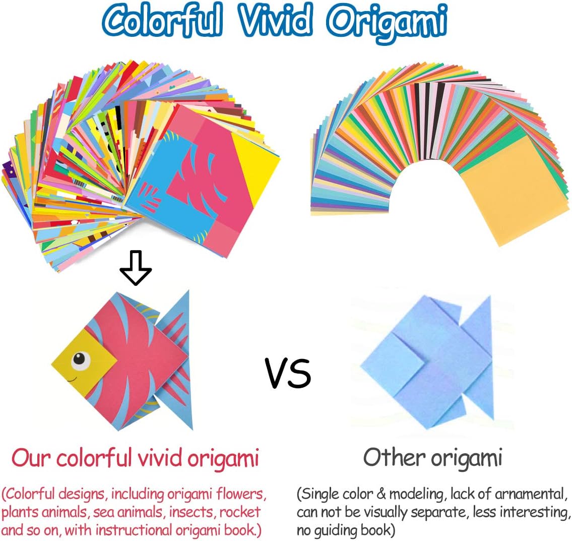 Origami Kit for Kids Ages 5-8 8-12, with Guiding Book, 98 Sheets Paper with 47 Patterns, DIY Art and Craft Projects, Beginners Children's Day Gift Boy Girl - Crafty Corner