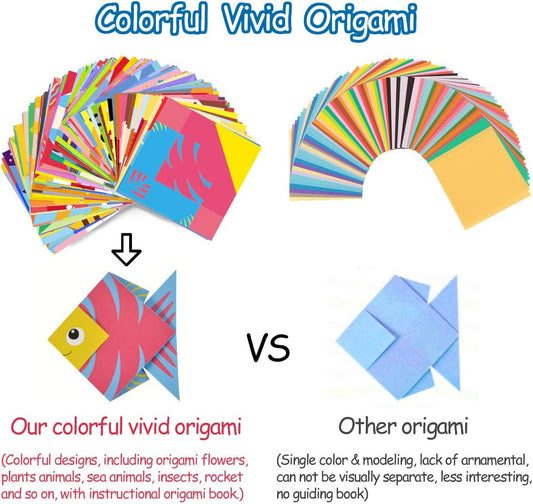 Origami Kit for Kids Ages 5-8 8-12, with Guiding Book, 98 Sheets Paper with 47 Patterns, DIY Art and Craft Projects, Beginners Children's Day Gift Boy Girl - Crafty Corner