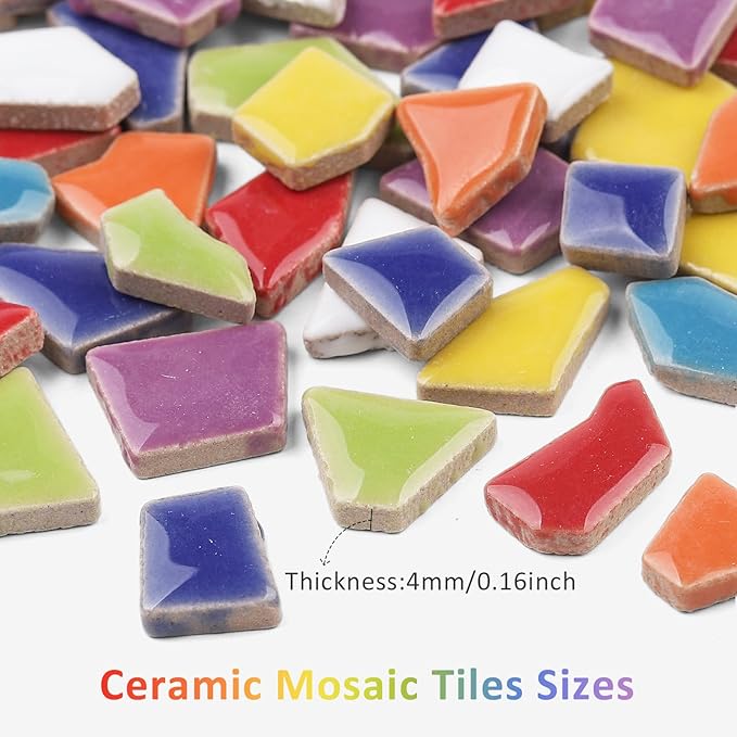 Artspac Ceramic Mosaic Tiles Bulk, 1 Pound Broken Mosaic Tiles for Crafts Supplies, Blue Small Mosaic Ceramic Tiles for DIY Outdoor Decoration