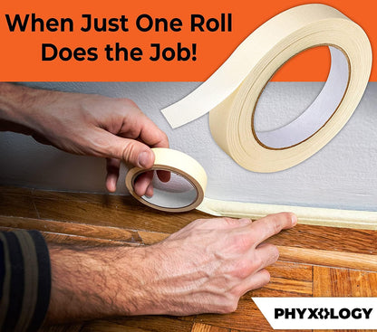 3/4 in Pro-Grade Masking Tape. Single Roll = 60 Yards of Multi-Use, Easy Tear Removable Tape. Great for Labeling, Painting, Packing and More. Adhesive Leaves No Residue!