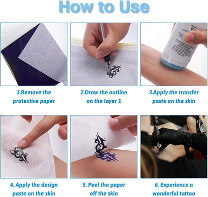 Combofix Tattoo Transfer Paper, 100 Sheets Thermal Stencil Transfer Paper for tattooing, Tattoo Tracing Paper A4 Size with Tattoo Supplies