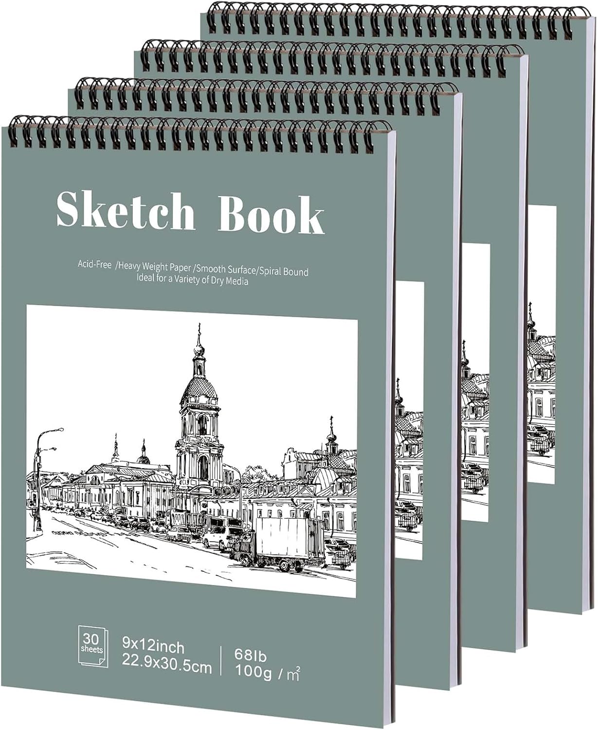 4 Pack Sketch Book, 9 x 12 Inch Sketchbook, 68lb/100gsm Top Spiral Bound Sketch Pad, Acid Free Art Supplies Drawing Painting Sketching Paper for Kids, Adults, Beginners, Artists (30 Sheets Each) - Crafty Corner