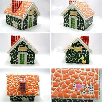 Mosaic Tiles 200g/7.05oz(Approx. 155-170pcs) Porcelain Mosaic Tiles 1-2.5cm 0.4mm Thickness Ceramic Mosaic Stones DIY Mosaic Craft Material(Gold)