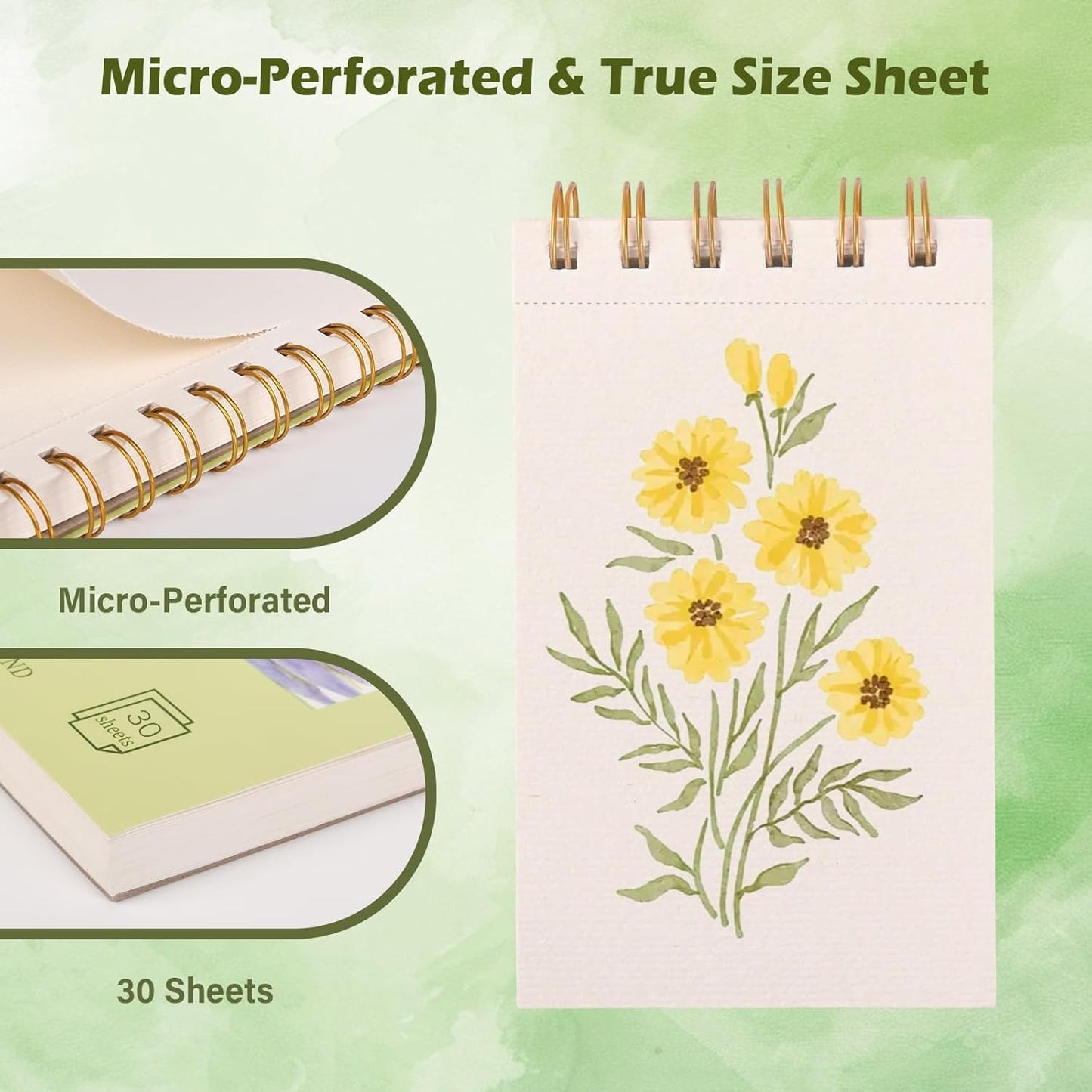 2-Packs Watercolor Paper Pad 3.5x5.5 Inch | 30 Sheets 140lb/300g,Spiral-Bound, Tear-Resistant & No-Bleed | Artist-Grade for Water Color Paper/Ink | Compact Travel Sketchbook (Adults, Students)