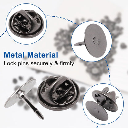 130 Set Pin Backs, Blank Pins Scatter Butterfly Clutch Pin Holder Enamel Pins Locking Backs Tie Tacks Jewelry Backings Clasp for Brooch Lapel Hat Uniform Badges Tie Tack (10mm, Silver&Black)