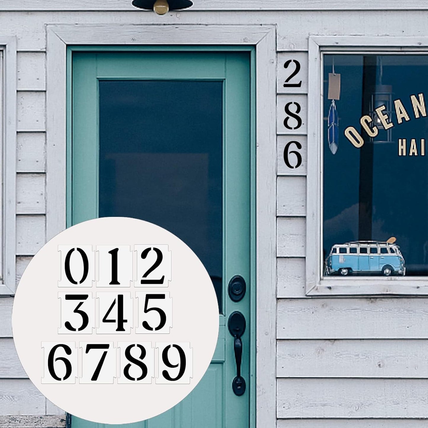 YEAJON 3 Inch Curb Stencil Kit 0-9 Address Number Stencils, 20Pcs Reusable 14 Mil Mylar Plastic Templates for Painting on Road, Wall, Wood, Mailbox