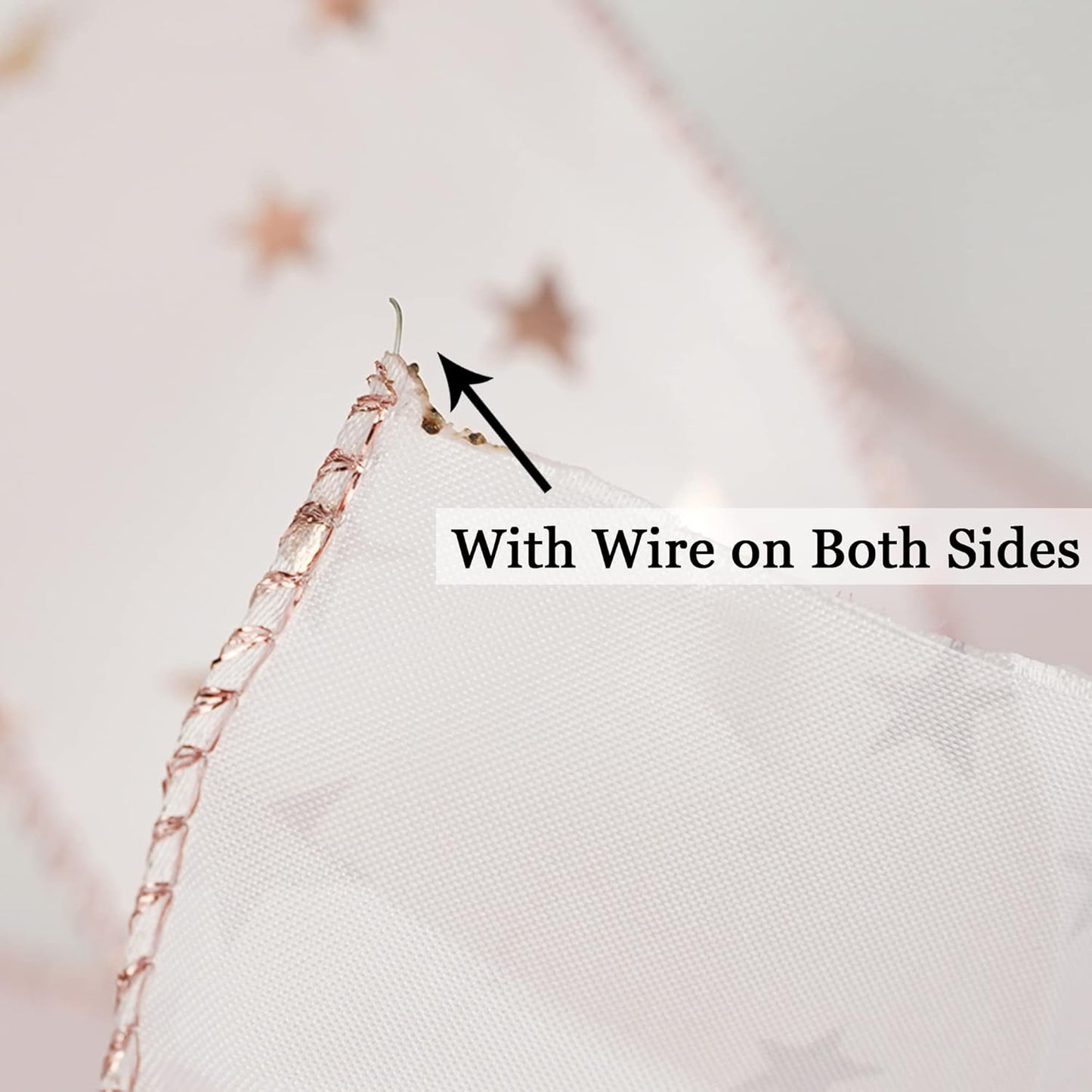MEEDEE Rose Gold Star Satin Wired Ribbon - 2.5 Inch Pink Wedding Ribbon - 25 Yards Roll Christmas Decor - Crafty Corner