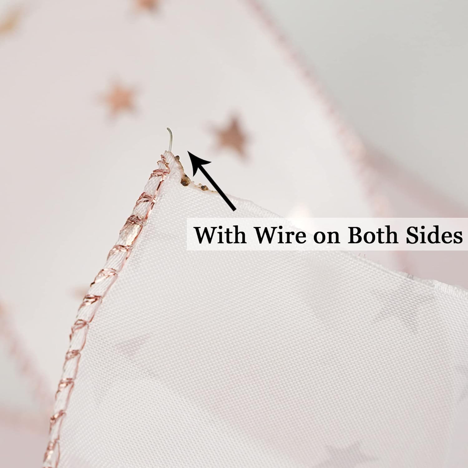 MEEDEE Rose Gold Star Satin Wired Ribbon - 2.5 Inch Pink Wedding Ribbon - 25 Yards Roll Christmas Decor - Crafty Corner