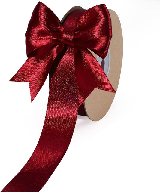LaRibbons Burgundy Satin Ribbon 1 Inch 50 Yards Luxury Double Faced Red Silk Ribbon for Flower Bouquet Crafts Gift Wrapping Wedding Bow Christmas Decoration - Crafty Corner