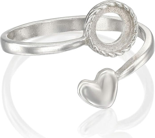 925 Sterling Silver Ring Blanks - 6 to 9 Base with 6mm Round Bezel Cup - DIY Jewelry Making - Adjustable Fit and Settings without Stones