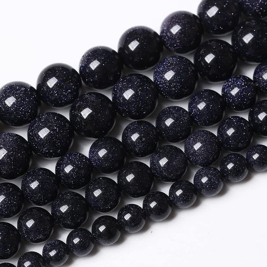90PCS 4mm Starry Blue Sandstone Gemstone Beads Beads Natural Stone Round Loose Beads for Jewelry Making DIY Bracelet Necklace 15" Inch(Blue Sandstone, 4mm)