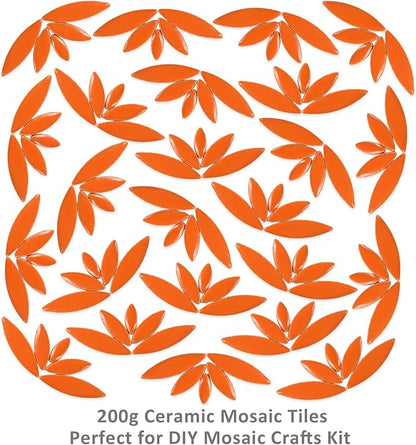 Artspac Orange Petal Ceramic Mosaic Tiles for Crafts, 200g Flower Tiles Mosaic Pieces for Mosaic Craft Supplies,Garden Art Decor