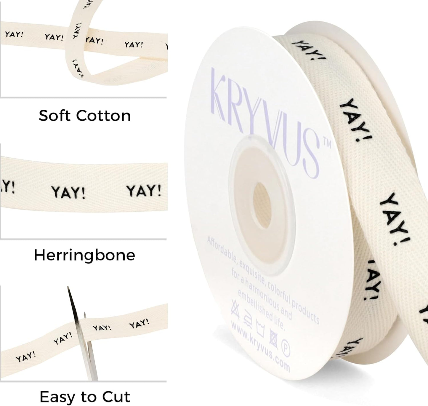 Yay! Ribbon - 5/8 Inch x 12 Yards Natural Twill Tape Ribbon, Cotton Herringbone Ribbons for Gift Wrapping, Birthdays, Weddings, Christmas, Anniversaries, Valentine's Day, Mother's Day - Crafty Corner