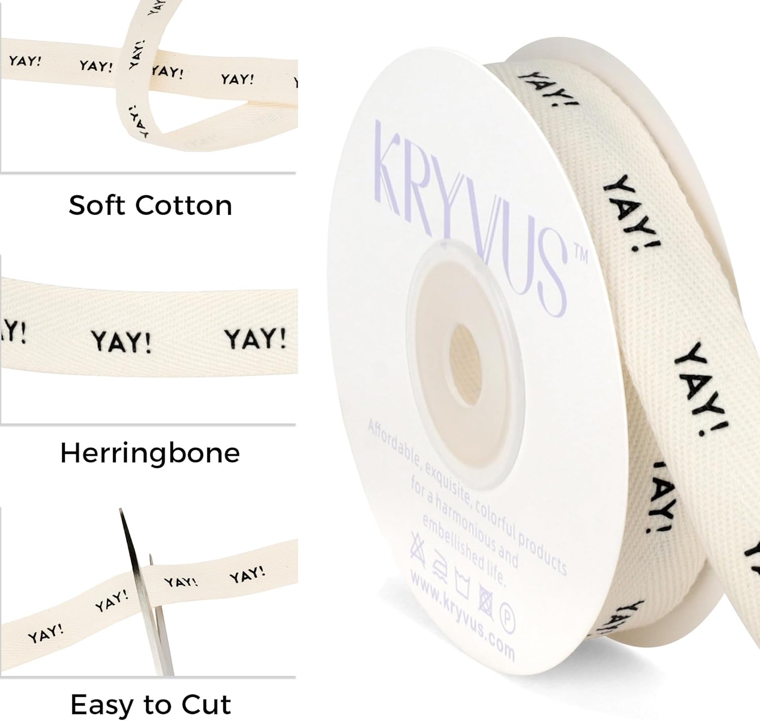 Yay! Ribbon - 5/8 Inch x 12 Yards Natural Twill Tape Ribbon, Cotton Herringbone Ribbons for Gift Wrapping, Birthdays, Weddings, Christmas, Anniversaries, Valentine's Day, Mother's Day - Crafty Corner