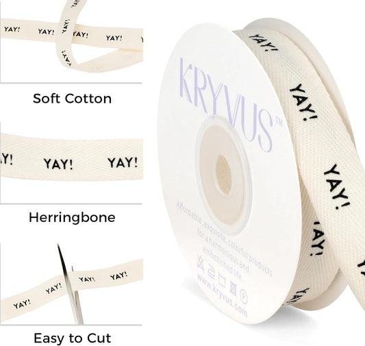 Yay! Ribbon - 5/8 Inch x 12 Yards Natural Twill Tape Ribbon, Cotton Herringbone Ribbons for Gift Wrapping, Birthdays, Weddings, Christmas, Anniversaries, Valentine's Day, Mother's Day - Crafty Corner