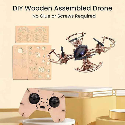 DIY Mini Wooden RC Drone Kits - Hands-On Building Set for Teens 14+, Educational Science Toy with Headless Mode & Altitude Hold, Beginner-Friendly Quadcopter