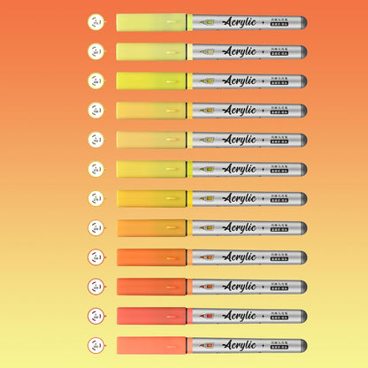 Yellow Orange Acrylic Paint Pens,12 Color Paint Pens Markers,Brush Tip Paint Pens for Rock Painting Wood Glass Ceramic Canvas Stone DIY Crafts Making Art Supplies
