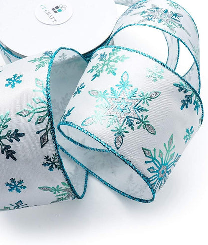 CT CRAFT LLC Satin with Blue Snowflake Wired Ribbon 2.5 Inch x 10 Yards for Christmas Home Decor Tree Topper Bow Gift Wrapping DIY Crafts Wreath Garland - Crafty Corner