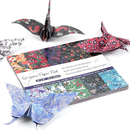 Origami 6x6 Paper Kit 150 Sheets 50 Vivid Colors Double Sided Same Printed Traditional Patterns Square for Arts Crafts Projects Japan traditional Chiyo Japanese Chiyogami - Crafty Corner