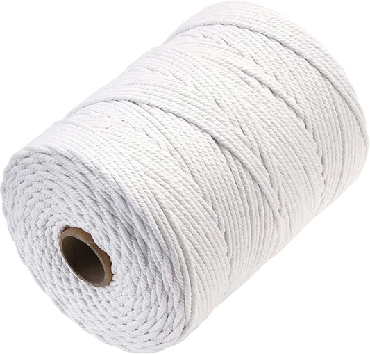 GOHOHOF Macrame Cord 4mm x 328yards Natural Macrame Cotton Rope Colored Macrame Rope Soft Cotton Cord Macrame Supplies Craft Rope Macrame Yarn for Plant Hanger Wall Hanger Dreamcatcher(White)